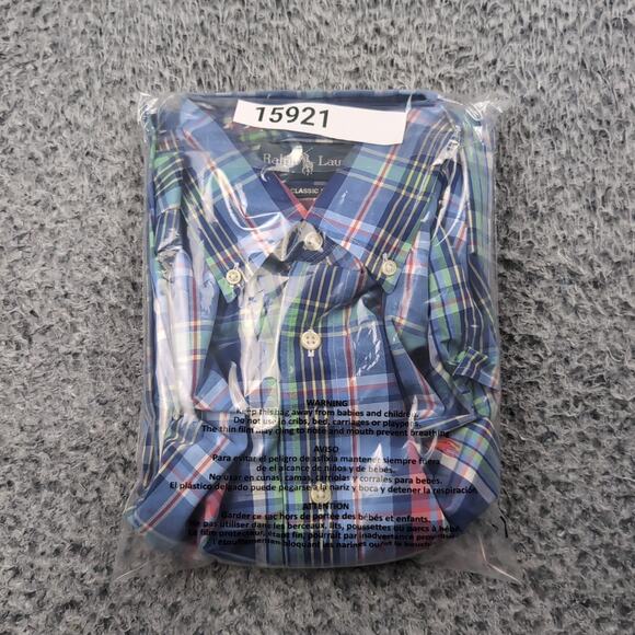 Polo Ralph Lauren Shirt Adult Large Blue Red Preppy Casual Work Plaid Classic - Picture 6 of 6